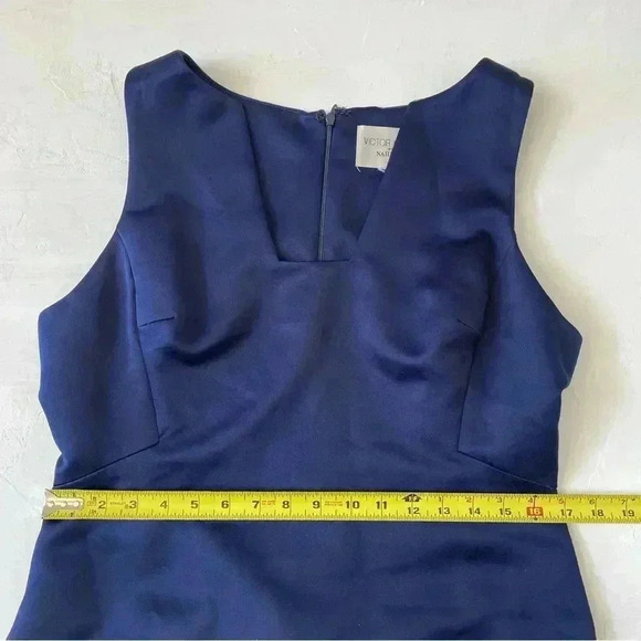 Vintage Victor Costa Navy Blue Ballgown Dress Iridescent Fit n Flare Size XL - Picture 6 of 10